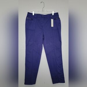 NWT Chico's So Slimming Casual Cotton Ankle Carbon Blue Cargo Pants